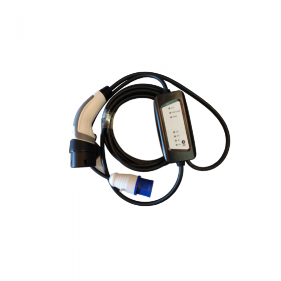 Chargeur portable type 2 - 16A - Monof. 240V Ip44 C / 5Mt Câble mâle Cee Plug (1P + N + T)