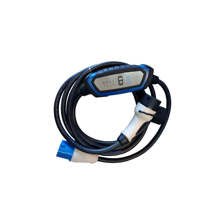 Chargeur portable type 2 - 32A - Monof. 240V Ip44 C / 5Mt Câble mâle Cee Plug (1P + N + T)