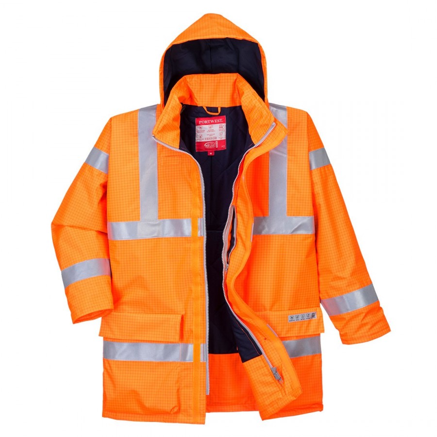 Bizflame Rain Hi-Vis Antistatic FR Jacket S778 Orange