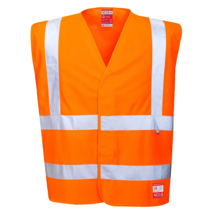 Hi-Vis Anti Static Vest, Flame Resistant FR71 Orange