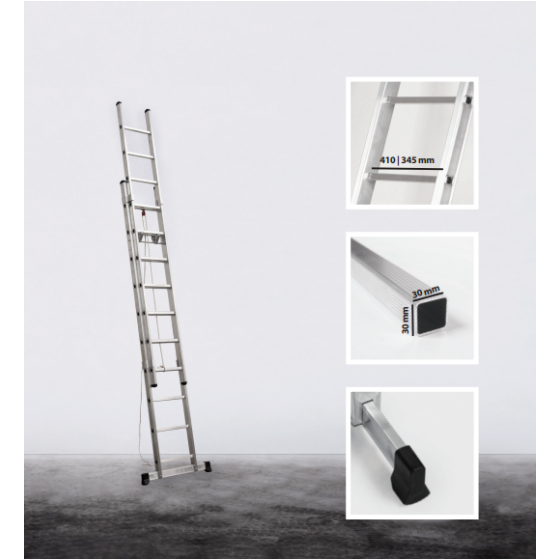 2 section rope operated extension ladder