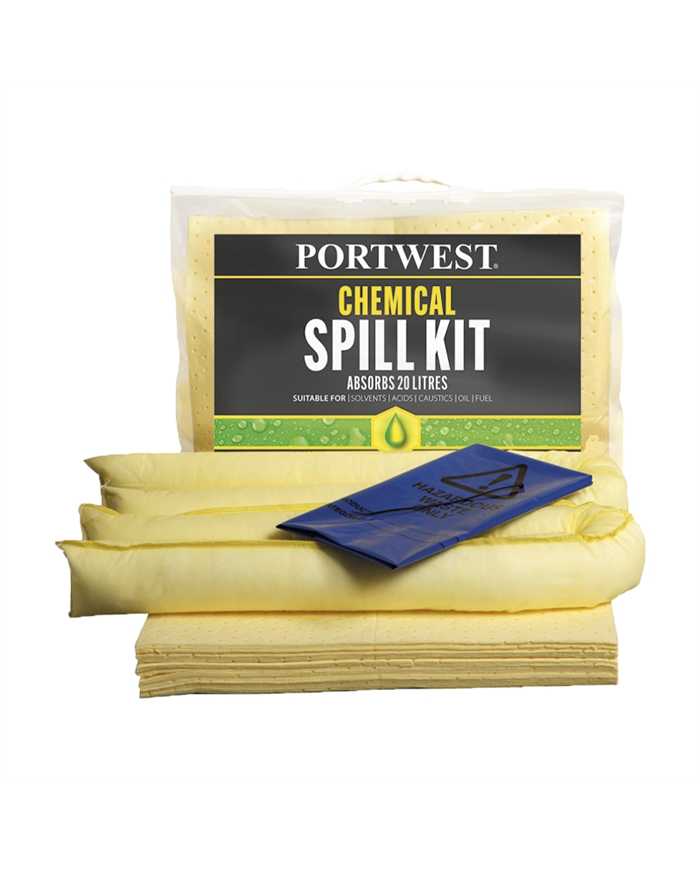 Kit Derramento Químico 20 Litros Anti-Derrame Absorventes 5036108249930 